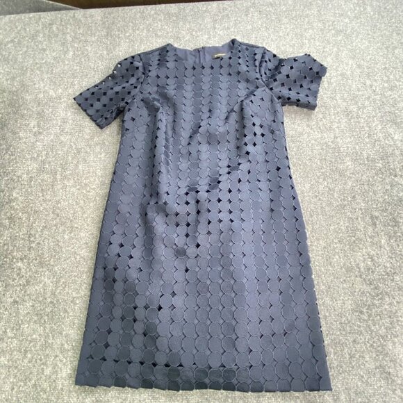 Banana Republic Dress Womens 8P Navy Shift Circle Lace Overlay Preppy Pockets - Picture 14 of 16